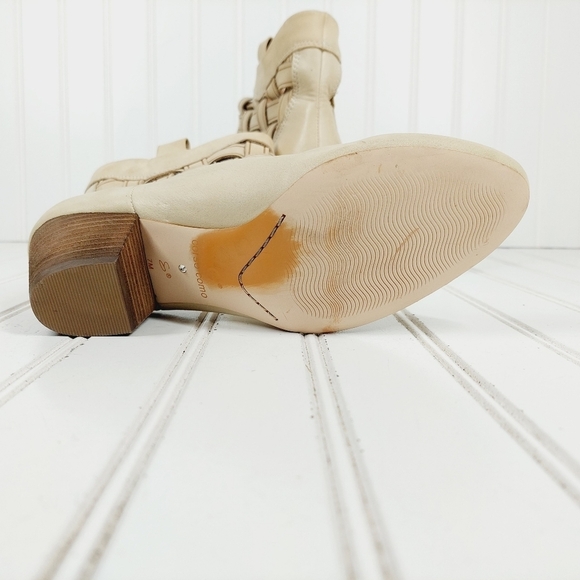 NEW Corso Como Cream Leather Block Heel Slip On Weaved Detail Ankle Boots E396 - Picture 11 of 13